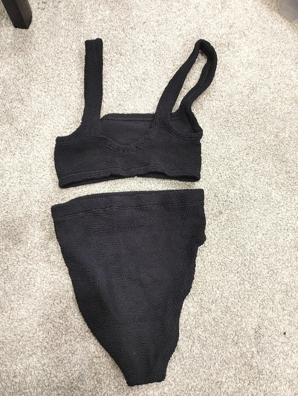 Hunza G Xandra Bikini in Black Square-Neck Black Set - Women Swimwear One Size